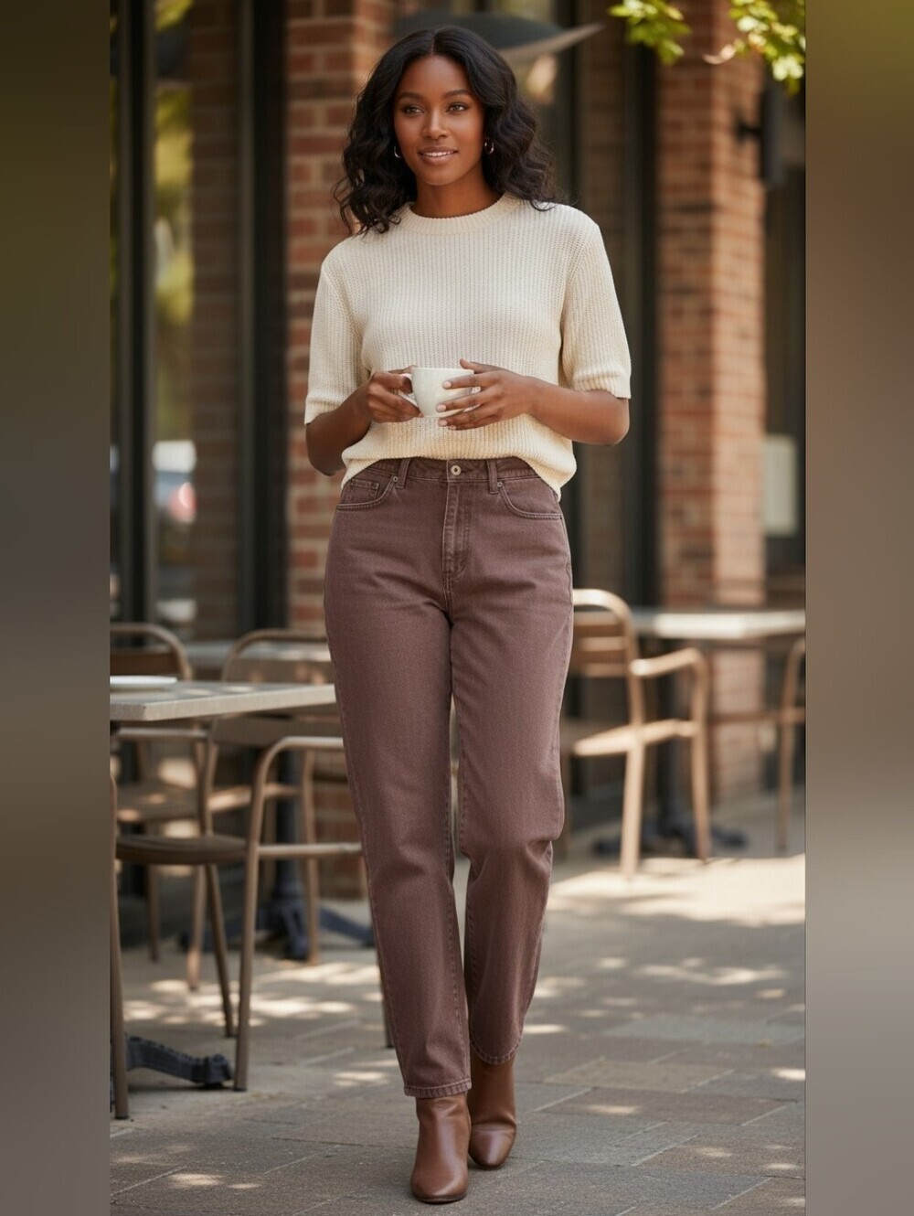 "Vintage Bill Blass Easy Fit High Rise Mom Jeans Brown Sz 14